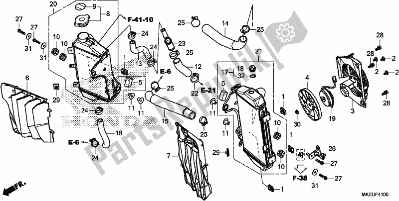 Todas as partes de Radiador do Honda CRF 450L 2020