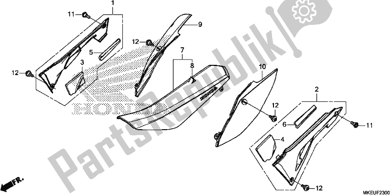 All parts for the Seat/side Cover of the Honda CRF 450L 2020