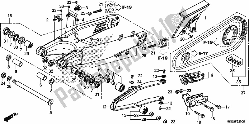All parts for the Swingarm of the Honda CRF 450L 2020