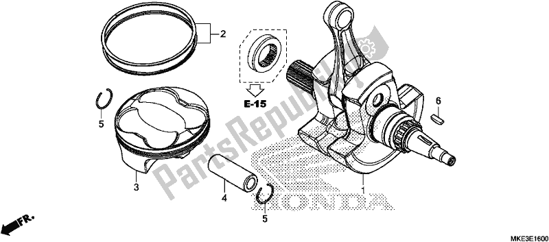 All parts for the Crankshaft/piston of the Honda CRF 450R 2017