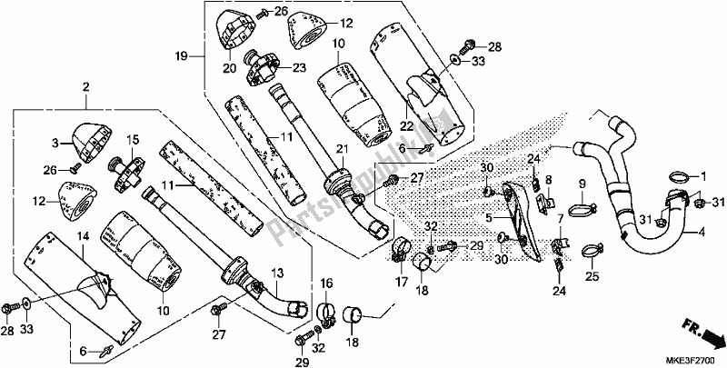 All parts for the Exhaust Muffler of the Honda CRF 450R 2017