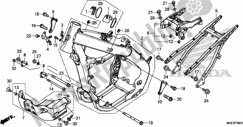 All parts for the Frame Body of the Honda CRF 450R 2017