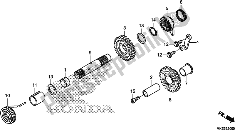 All parts for the Kick Starter Spindle of the Honda CRF 450R 2017