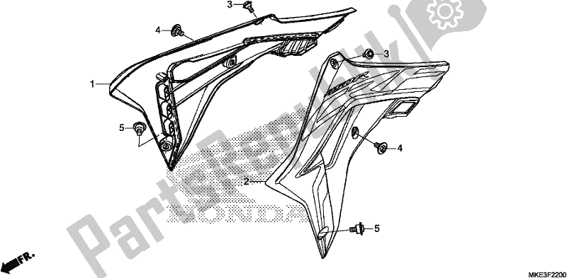 All parts for the Radiator Shroud of the Honda CRF 450R 2017