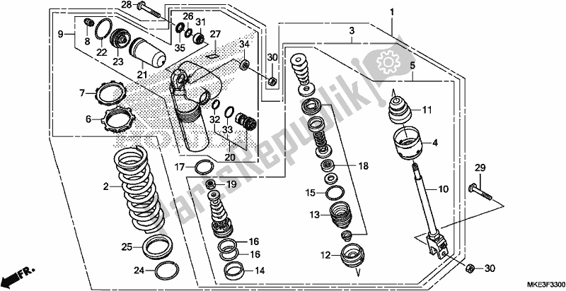 All parts for the Rear Cushion of the Honda CRF 450R 2017