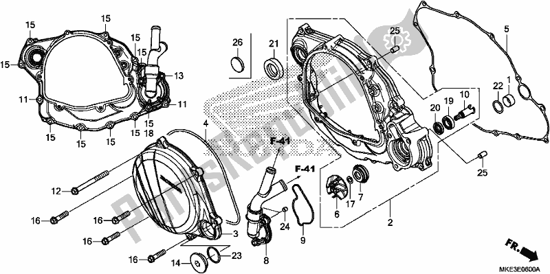 All parts for the Right Crankcase Cover/water Pump of the Honda CRF 450R 2017