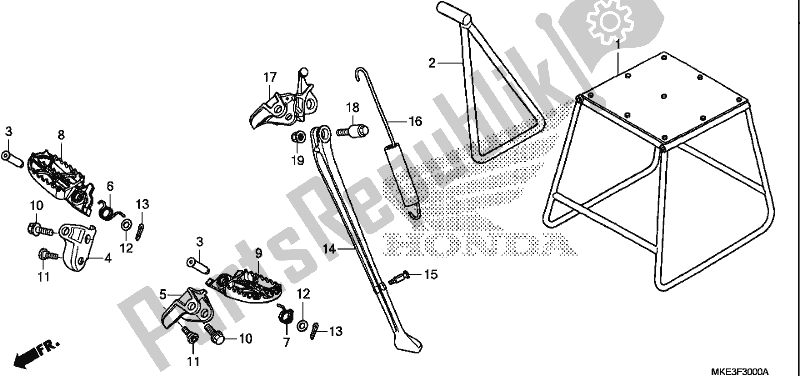 All parts for the Step/stand of the Honda CRF 450R 2017