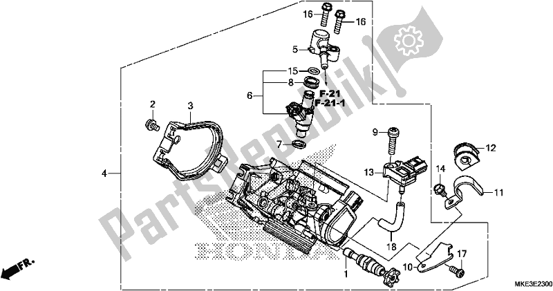 All parts for the Throttle Body of the Honda CRF 450R 2017
