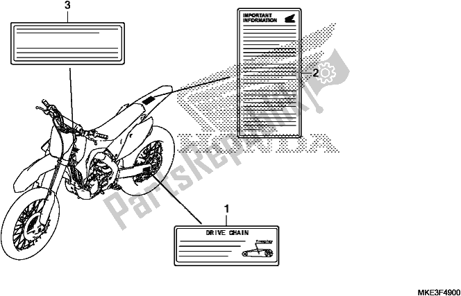 Todas as partes de Etiqueta De Cuidado do Honda CRF 450R 2018