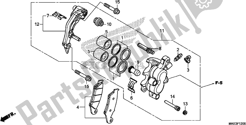 All parts for the Front Brake Caliper of the Honda CRF 450R 2018