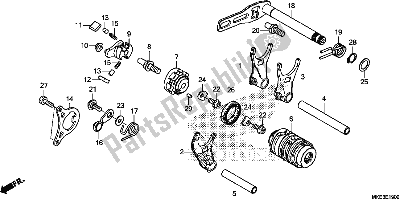 Todas as partes de Tambor De Mudança De Marchas do Honda CRF 450R 2018