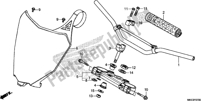 All parts for the Handle Pipe/top Bridge of the Honda CRF 450R 2018
