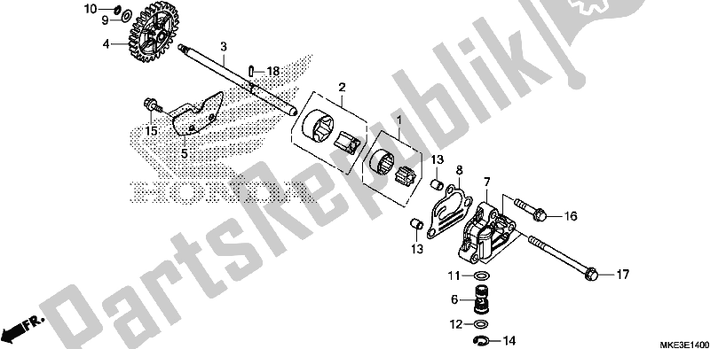 All parts for the Oil Pump of the Honda CRF 450R 2018