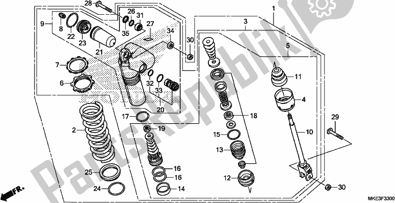Todas as partes de Almofada Traseira do Honda CRF 450R 2018