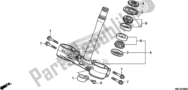 All parts for the Steering Stem of the Honda CRF 450R 2018
