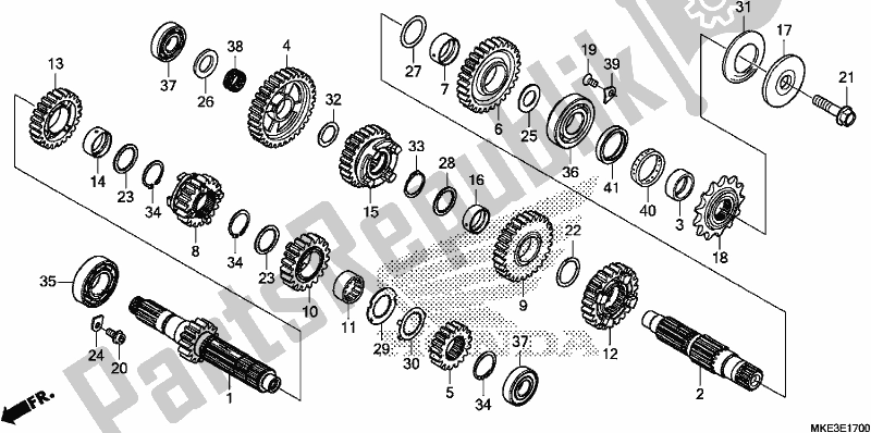 All parts for the Transmission of the Honda CRF 450R 2018