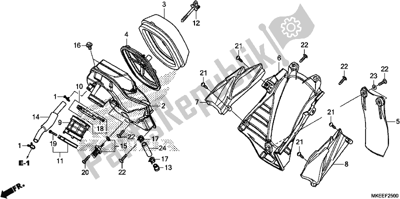 All parts for the Air Cleaner of the Honda CRF 450R 2019