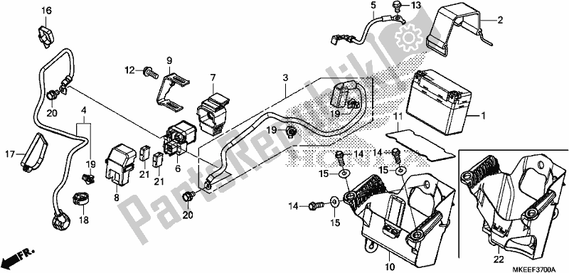 All parts for the Battery of the Honda CRF 450R 2019