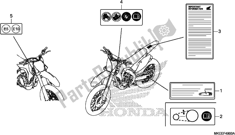 All parts for the Caution Label of the Honda CRF 450R 2019