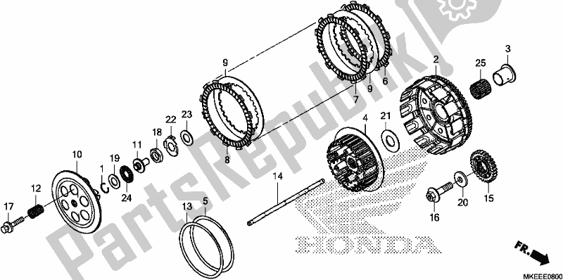 All parts for the Clutch of the Honda CRF 450R 2019