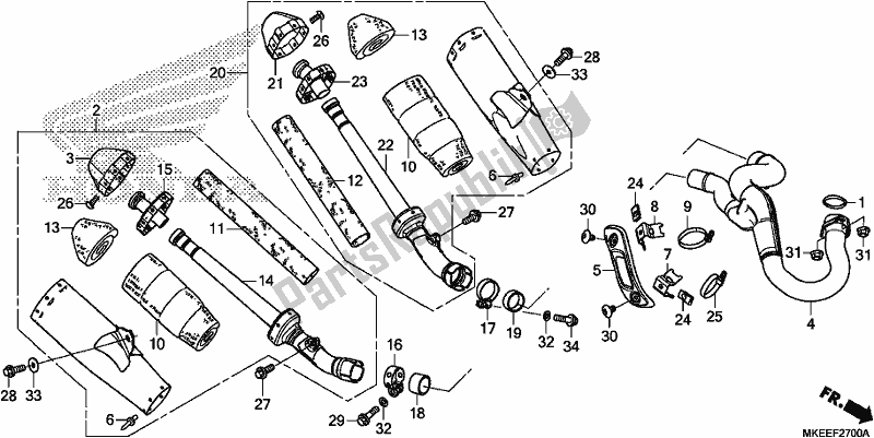 All parts for the Exhaust Muffler of the Honda CRF 450R 2019