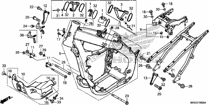 Alle onderdelen voor de Frame Lichaam van de Honda CRF 450R 2019