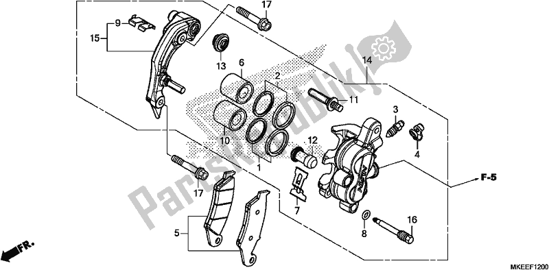 Alle onderdelen voor de Remklauw Voor van de Honda CRF 450R 2019