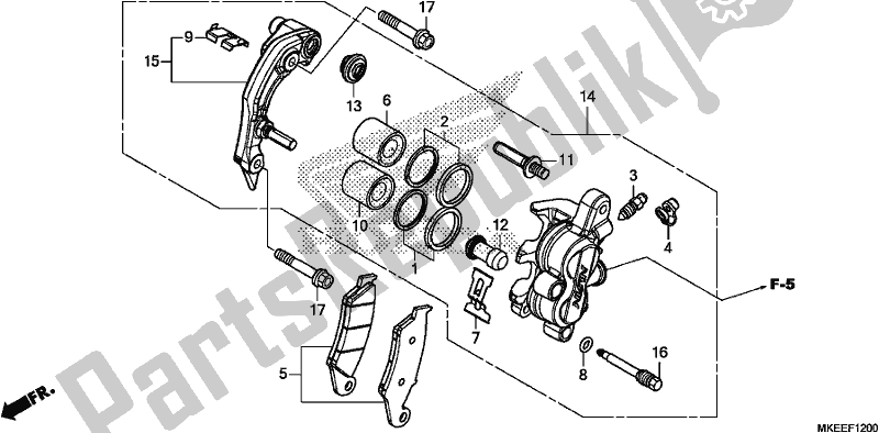 Alle onderdelen voor de Remklauw Voor van de Honda CRF 450R 2019