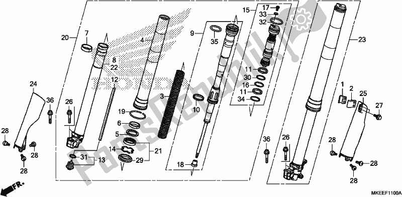 Alle onderdelen voor de Voorvork van de Honda CRF 450R 2019
