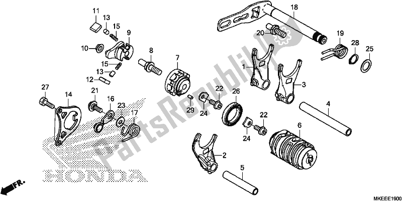 Todas as partes de Tambor De Mudança De Marchas do Honda CRF 450R 2019