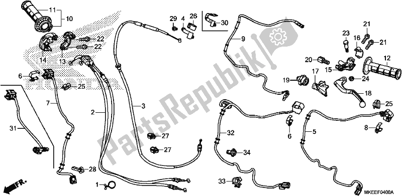 All parts for the Handle Lever/switch/cable of the Honda CRF 450R 2019