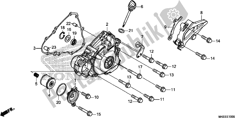 All parts for the Left Crankcase Cover of the Honda CRF 450R 2019
