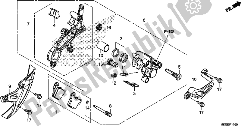 All parts for the Rear Brake Caliper of the Honda CRF 450R 2019