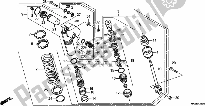 Alle onderdelen voor de Achterkussen van de Honda CRF 450R 2019