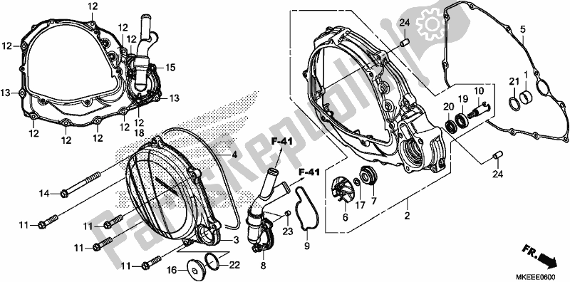 Todas las partes para Right Crankcase Cover/water Pump de Honda CRF 450R 2019