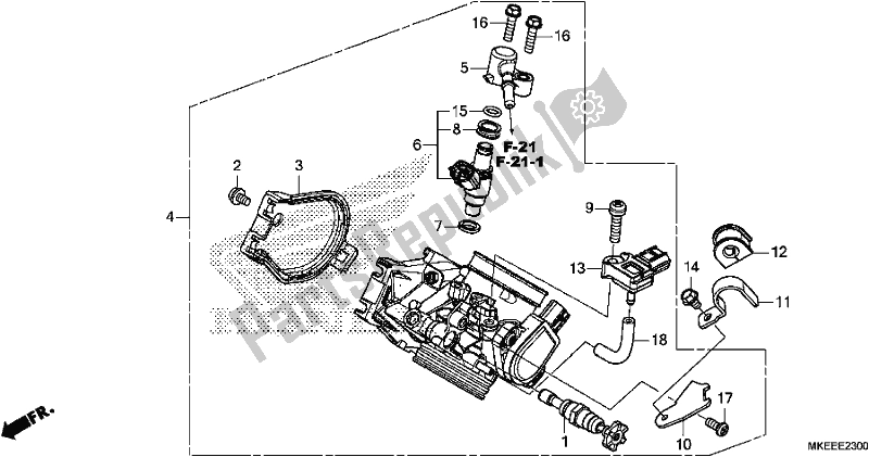 Alle onderdelen voor de Gasklephuis van de Honda CRF 450R 2019