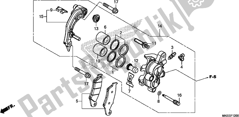 All parts for the Front Brake Caliper of the Honda CRF 450R 2020