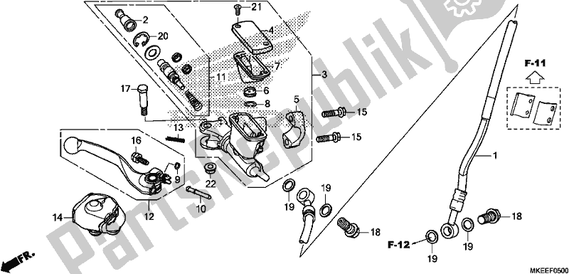 Alle onderdelen voor de Voorremhoofdcilinder van de Honda CRF 450R 2020