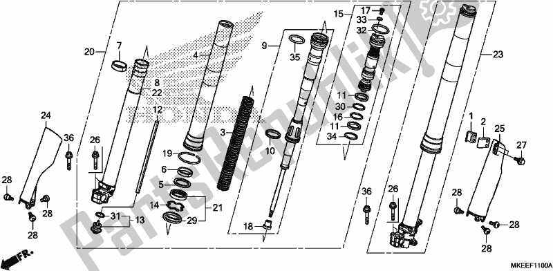 Alle onderdelen voor de Voorvork van de Honda CRF 450R 2020