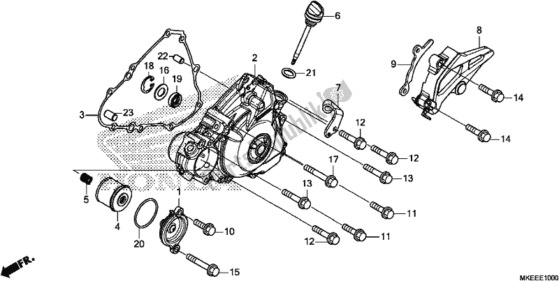 All parts for the Left Crankcase Cover of the Honda CRF 450R 2020