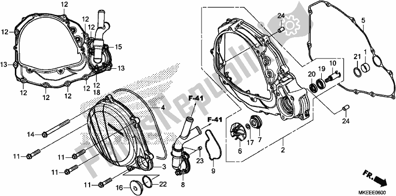 Tutte le parti per il Right Crankcase Cover/water Pump del Honda CRF 450R 2020