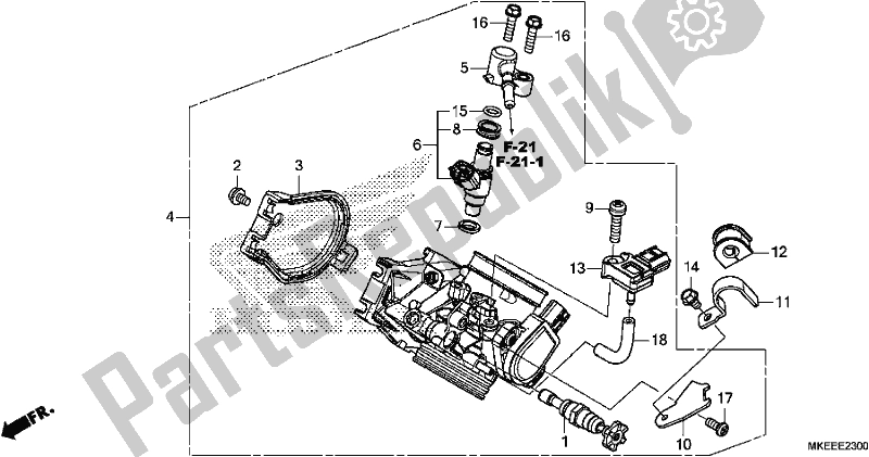 Alle onderdelen voor de Gasklephuis van de Honda CRF 450R 2020