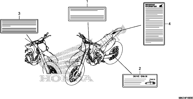 Alle onderdelen voor de Waarschuwingsetiket van de Honda CRF 450 RXH USA Type R 2017