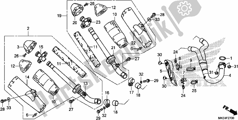 Toutes les pièces pour le Silencieux D'échappement du Honda CRF 450 RXH USA Type R 2017