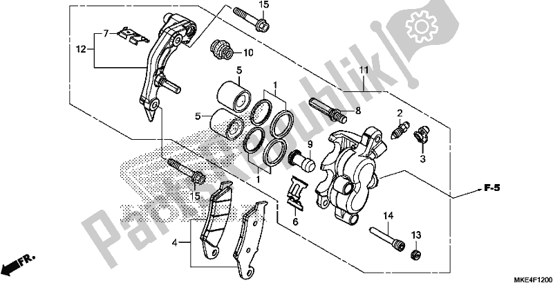 All parts for the Front Brake Caliper of the Honda CRF 450 RXH USA Type R 2017