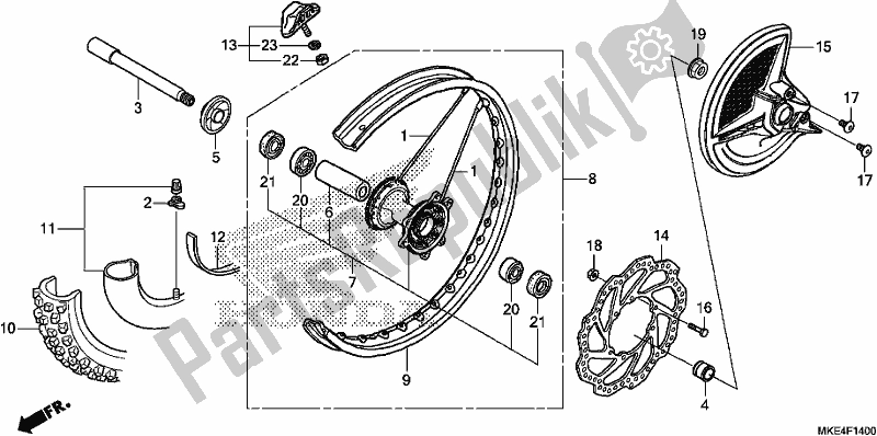 All parts for the Front Wheel of the Honda CRF 450 RXH USA Type R 2017