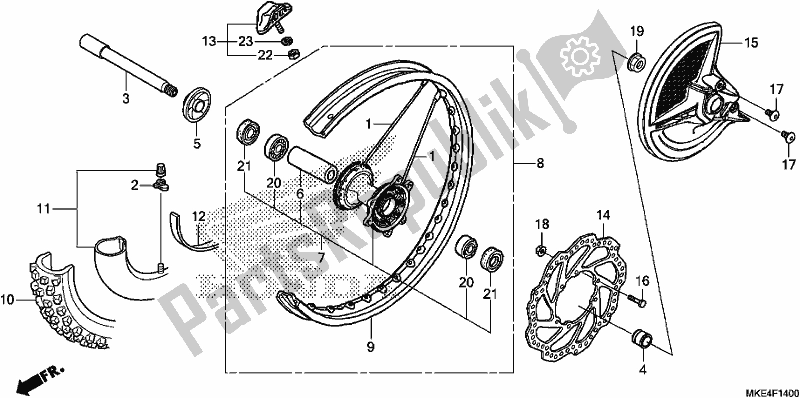 Toutes les pièces pour le Roue Avant du Honda CRF 450 RXH USA Type R 2017