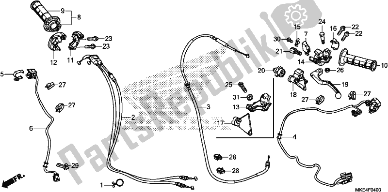 Alle onderdelen voor de Handle Lever/switch/cable van de Honda CRF 450 RXH USA Type R 2017