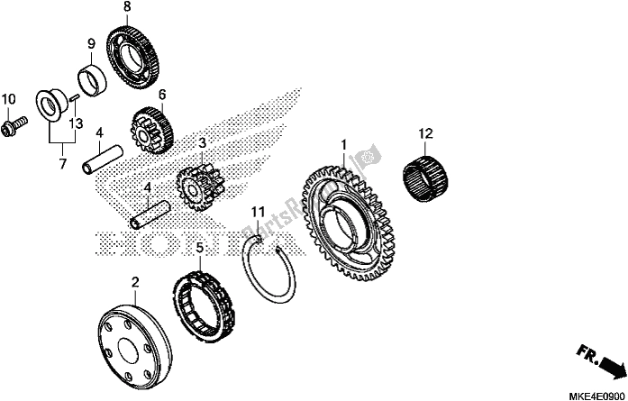 All parts for the Starting Clutch of the Honda CRF 450 RXH USA Type R 2017