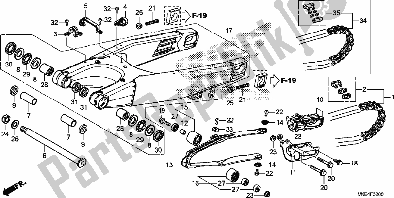 Tutte le parti per il Forcellone del Honda CRF 450 RXH USA Type R 2017